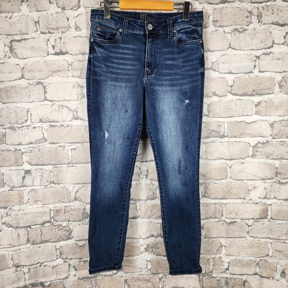 Kut From the Kloth Carlo Ankle Skinny Jean Distressed Faded Medium Blue Size 6